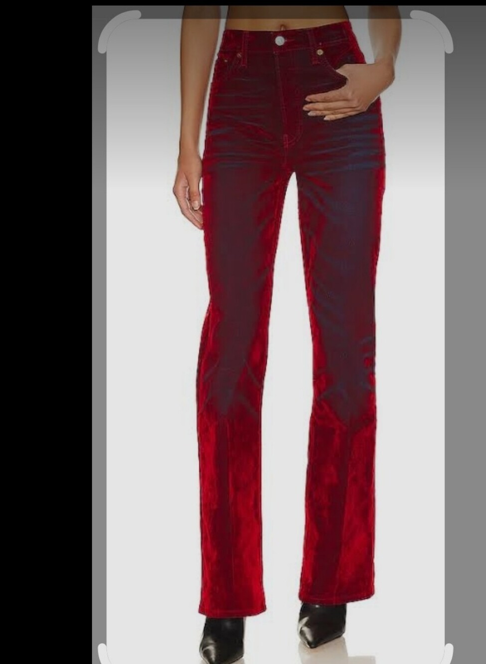 VT Paris Blues "Soulmate" flare pants Velvet Red Overdyed Finish Size 9